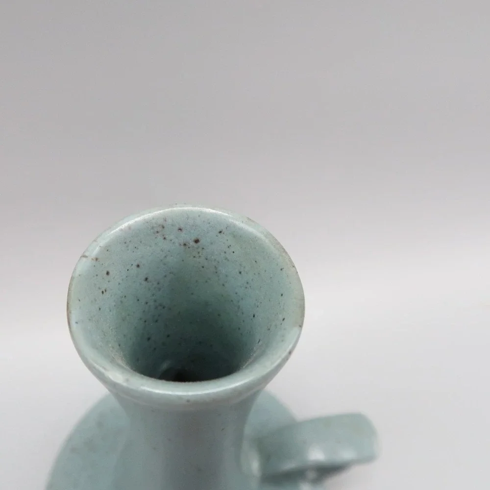 Goss Blue‎ Winter Snowflake Speckled Stoneware Candlestick Vermont USA 5